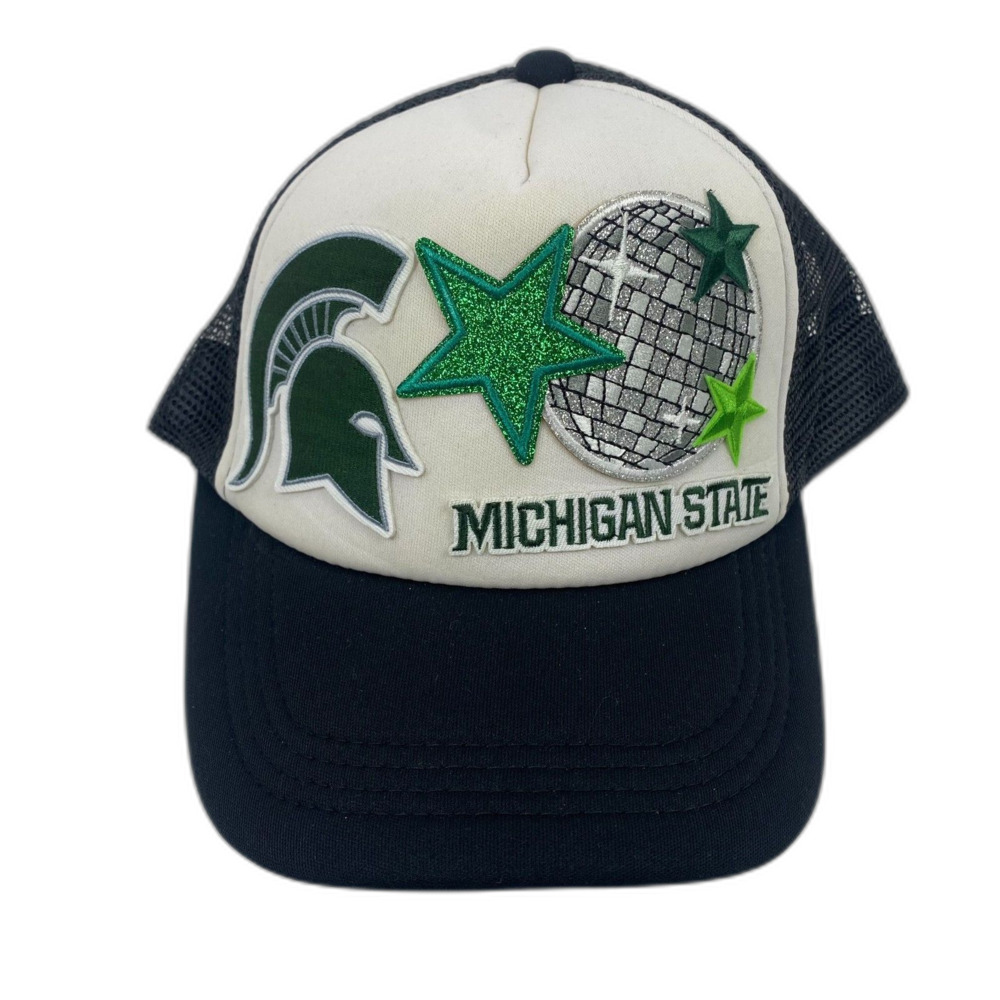 Michigan State University Sparkly Trucker Hat Tailgating Snapbak Glittery Cap